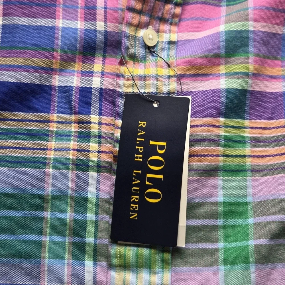 Polo Ralph Lauren Shirt Mens Big 3XLT Multicolor Plaid Long Sleeve Button-Down